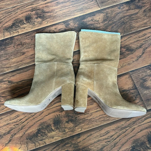 Chinese Laundry Keep Up Honey Brown Suede Leather Mid-Calf High Heel Boot Sz 10 - Picture 9 of 12